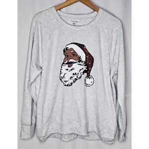 Workshop Republic Clothing Gray Santa Face with Sequin Hat Long Sleeve Top XL